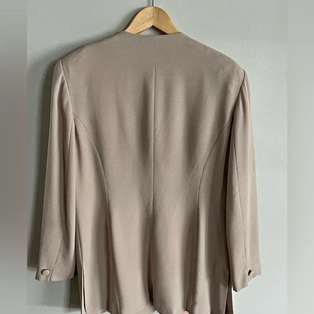 Vintage Rena Rowan Beige Minimal Blazer Clean Girl Quiet Luxury 90s